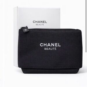 CHANEL Beauté Black Makeup Pouch ✨ VIP Gift Cosmetic Bag New in Box